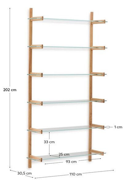 Szklany modułowy system półek w naturalnym kolorze 110x202x30,5 cm Sitra – Kave Home