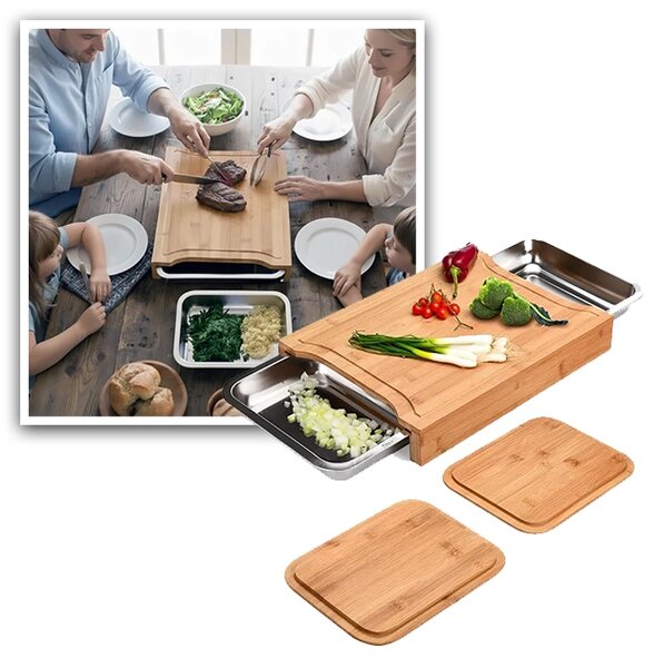 Chopstar™ Tablica Do Krojenia Z Bambusa Z Szufladami