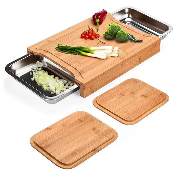 Chopstar™ Tablica Do Krojenia Z Bambusa Z Szufladami