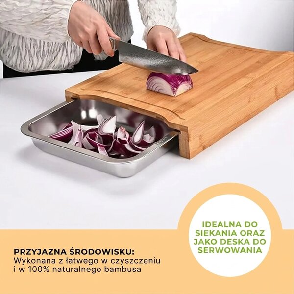 Chopstar™ Tablica Do Krojenia Z Bambusa Z Szufladami