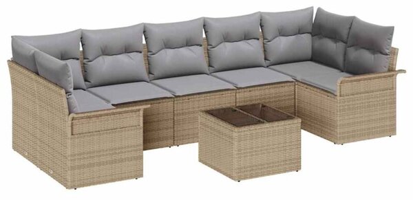 Zestaw Mebli Ogrodowych Komplet Wypoczynkowy Z Poduszkami 8-Częściowy Beżowy Rattan Na Taras Balkon Ogród