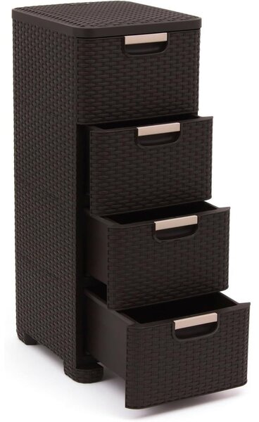 Ciemnobrązowa plastikowa wysoka szafka łazienkowa 33x79 cm Rattan – Curver