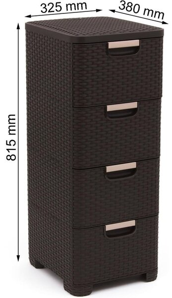 Ciemnobrązowa plastikowa wysoka szafka łazienkowa 33x79 cm Rattan – Curver