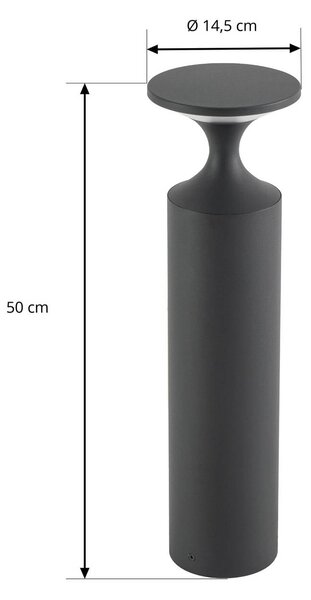 Słupek oświetleniowy LED Lucande Navor, wysokość 50 cm, czarna, IP65 Navor, czarny, aluminium, nowoczesny