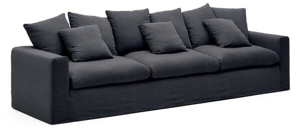 Antracytowa lniana sofa 340 cm Nora – Kave Home