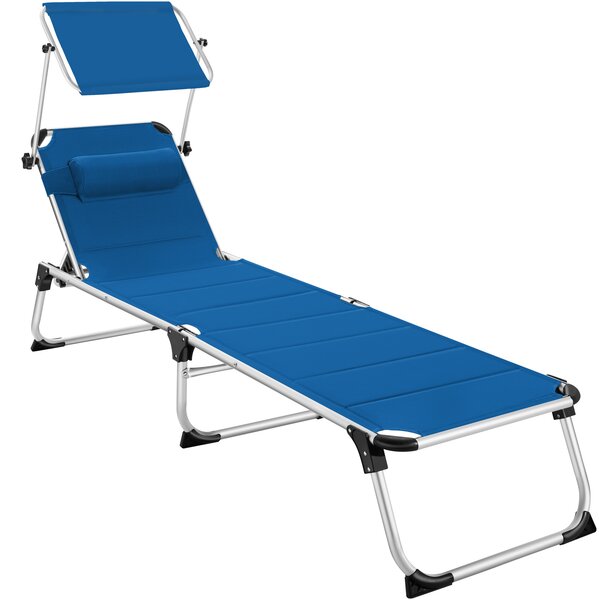 Tectake 403647 leżak plażowy lorella z 6-krotną regulacją oparcia - niebieski