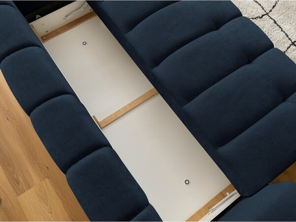 Ciemnoniebieska rozkładana/ze schowkiem sofa 251 cm Fuji – Bobochic Paris