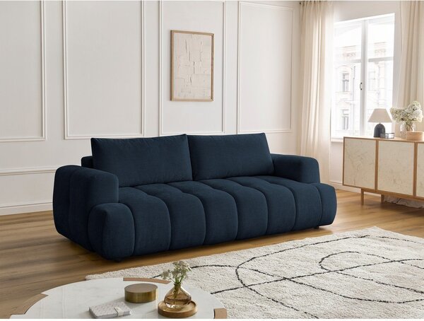 Ciemnoniebieska rozkładana/ze schowkiem sofa 251 cm Fuji – Bobochic Paris
