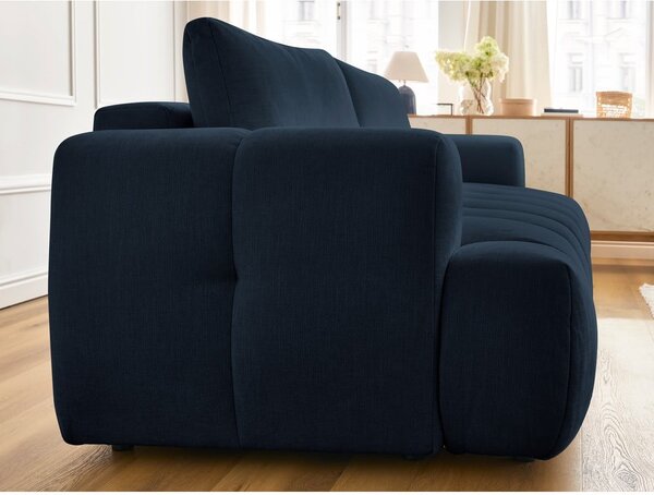 Ciemnoniebieska rozkładana/ze schowkiem sofa 251 cm Fuji – Bobochic Paris