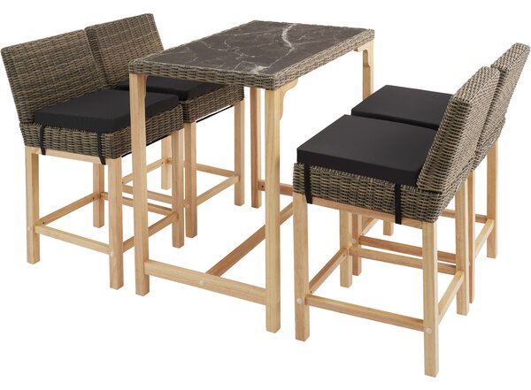 Tectake 404848 rattanowy stół barowy kutina z 4 krzesłami latina - naturalny