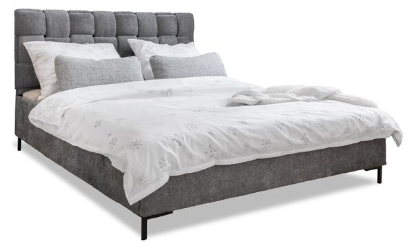Szare tapicerowane łóżko dwuosobowe ze stelażem 140x200 cm Eve – Miuform