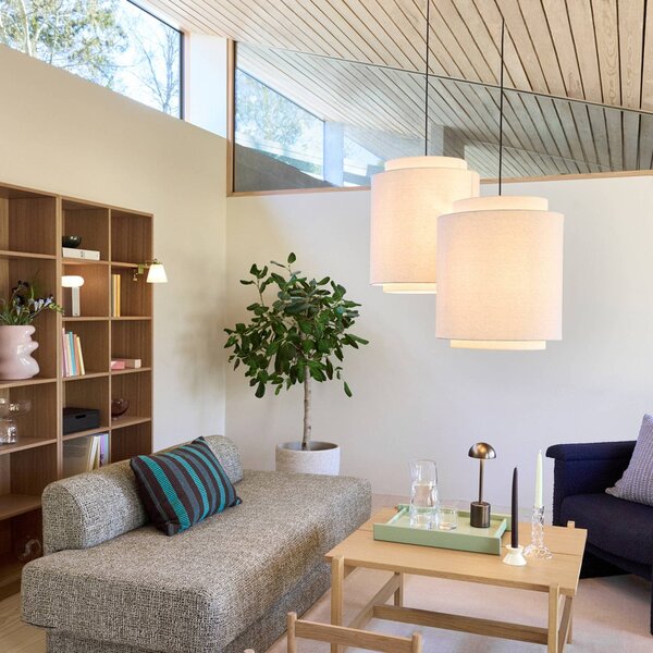 Hübsch Lampa wisząca Sable, możliwość ściemniania, kremowy / amber, salon / jadalnia, tkanina / materiał / jedwab, design