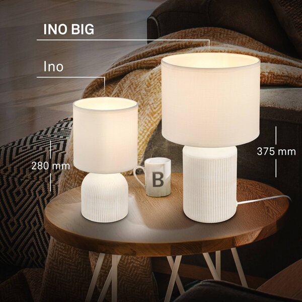 Briloner Lampa stołowa Ino, biały / opal, salon / jadalnia, ceramika, skandynawski
