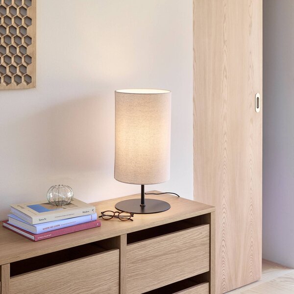 Hübsch Lampa stołowa Sable, kremowy / amber, salon / jadalnia, tkanina / materiał / jedwab, design