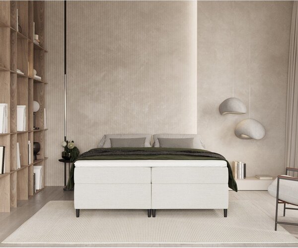 Kremowe łóżko boxspring ze schowkiem 160x200 cm Araya – Maison de Rêve
