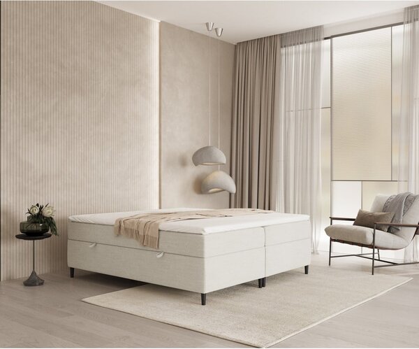 Kremowe łóżko boxspring ze schowkiem 160x200 cm Araya – Maison de Rêve