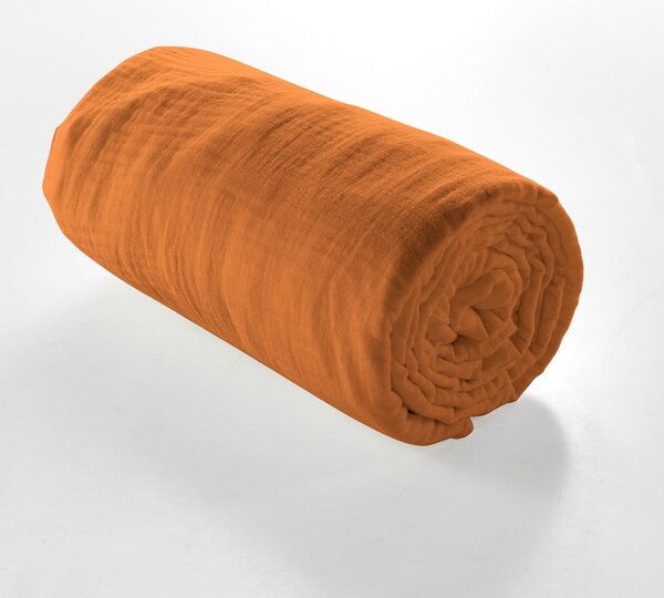 Pomarańczowobrązowe prześcieradło muślinowe 140x190 cm Angelia – douceur d'intérieur