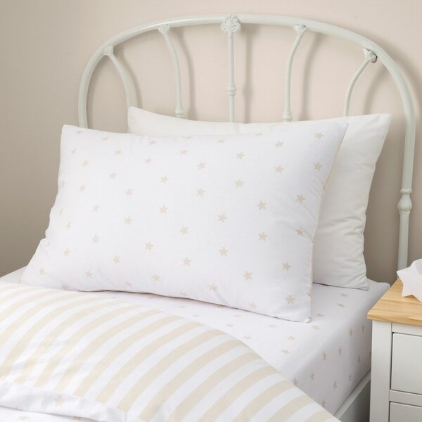 Biało-beżowa bawełniana pościel dziecięca jednoosobowa 135x200 cm Mini Star & Stripes – Bianca