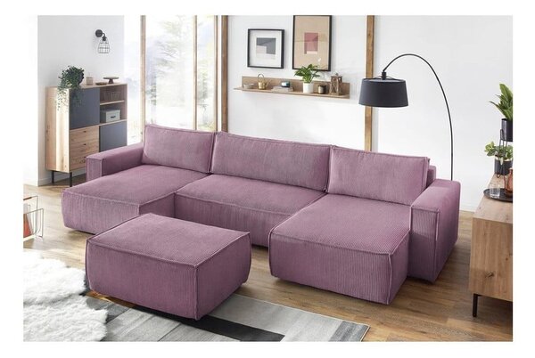 Różowy sztruksowy puf Nihad – Bobochic Paris