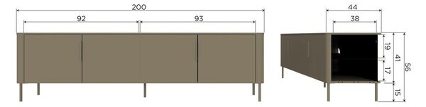Szarobrązowa szafka pod TV z litego drewna sosnowego 154x56x44 cm Gunnar – WOOOD