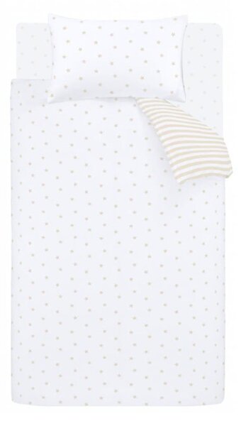 Biało-beżowa bawełniana pościel dziecięca jednoosobowa 135x200 cm Mini Star & Stripes – Bianca