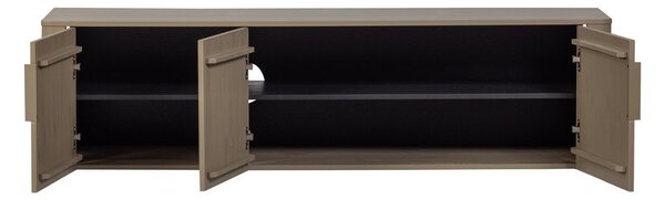 Szarobrązowa szafka pod TV z litego drewna sosnowego 154x56x44 cm Gunnar – WOOOD