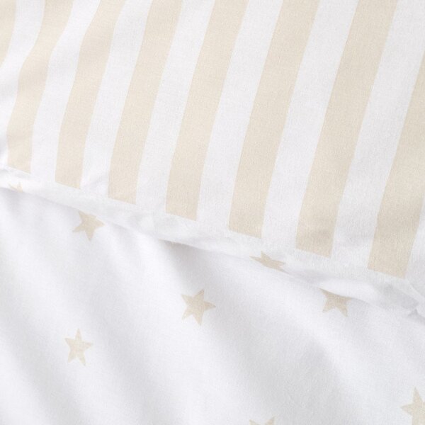 Biało-beżowa bawełniana pościel dziecięca jednoosobowa 135x200 cm Mini Star & Stripes – Bianca