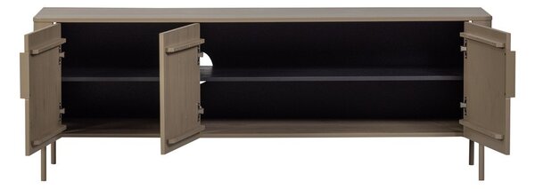 Szarobrązowa szafka pod TV z litego drewna sosnowego 154x56x44 cm Gunnar – WOOOD