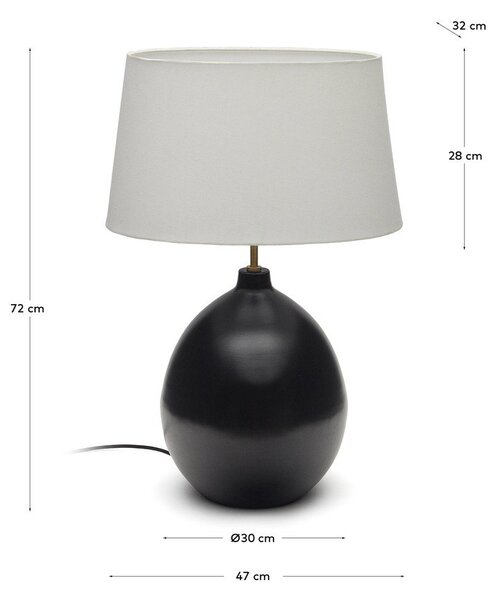 Czarno-biała lampa stołowa z tekstylnym kloszem (wysokość 72 cm) Foixa – Kave Home