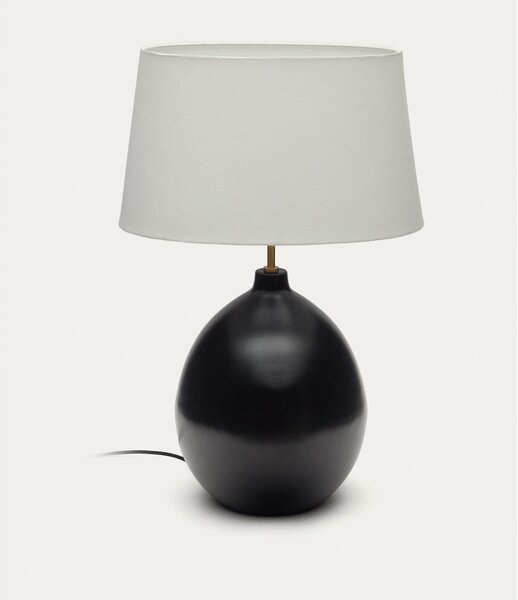 Czarno-biała lampa stołowa z tekstylnym kloszem (wysokość 72 cm) Foixa – Kave Home