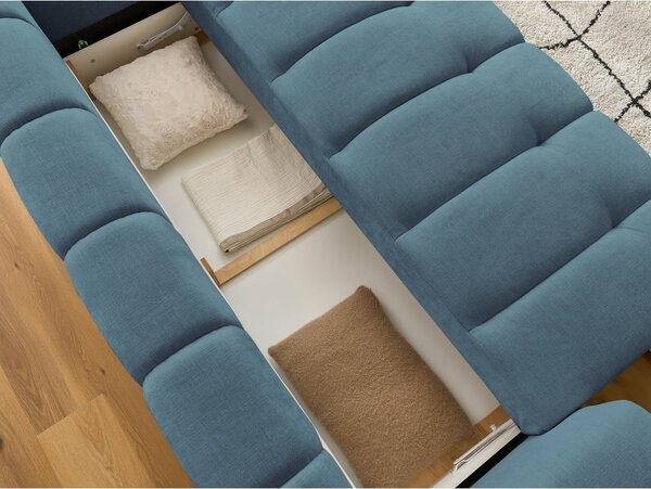 Niebieska rozkładana/ze schowkiem sofa 251 cm Fuji – Bobochic Paris