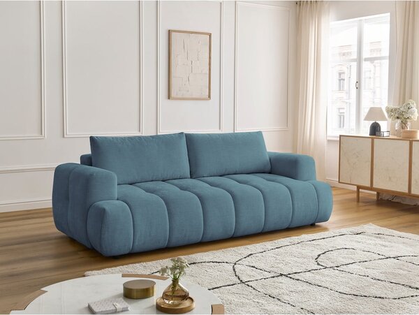 Niebieska rozkładana/ze schowkiem sofa 251 cm Fuji – Bobochic Paris