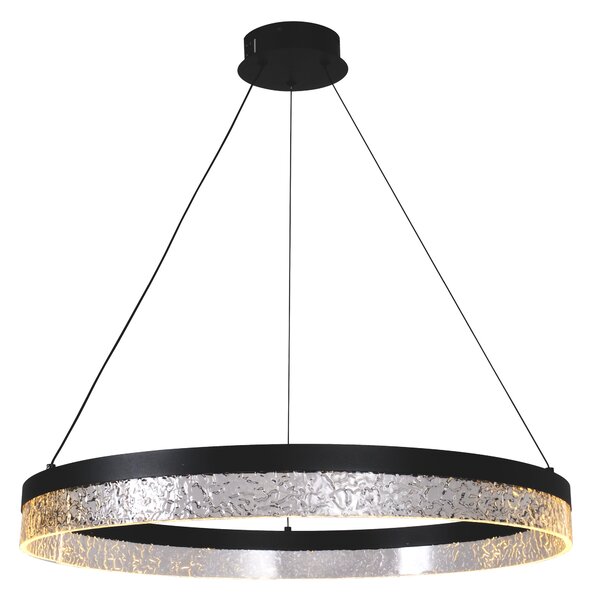 Hielo - lampa wisząca 60 cm okrągły LED 24W ring glamour czarny