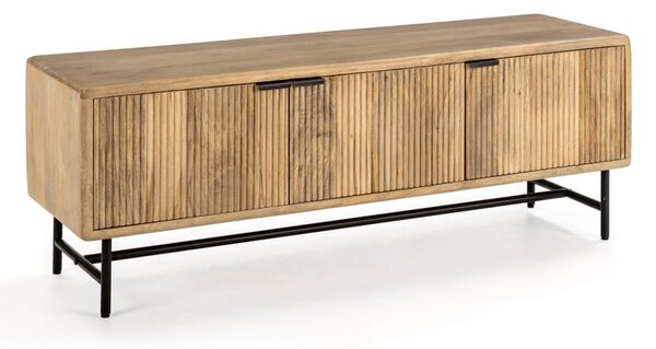 Szafka pod TV z litego drewna mango w naturalnym kolorze 145x50x40 cm Mundra – MOME