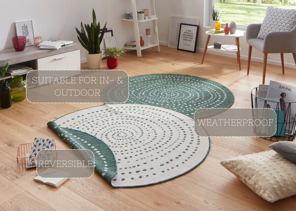 Zielony dwustronny dywan zewnętrzny NORTHRUGS Bali, Ø 140 cm