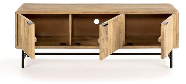 Szafka pod TV z litego drewna mango w naturalnym kolorze 145x50x40 cm Mundra – MOME