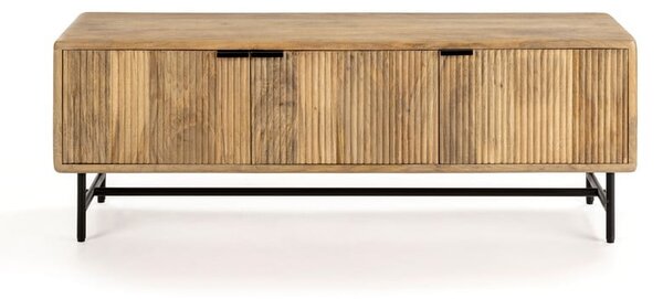 Szafka pod TV z litego drewna mango w naturalnym kolorze 145x50x40 cm Mundra – MOME