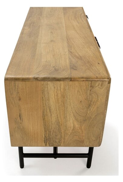 Szafka pod TV z litego drewna mango w naturalnym kolorze 145x50x40 cm Mundra – MOME