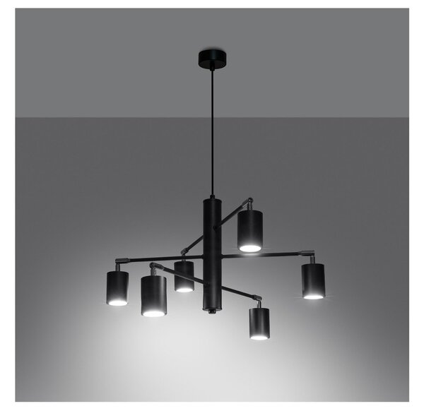 Czarna metalowa lampa wisząca Virta – Sollux