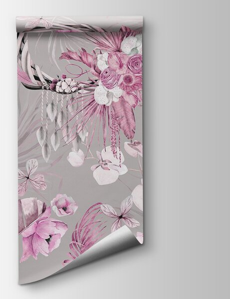 Fototapeta Fantazyjna kompozycja z motywami kwiatowymi i ptakami, Fototapety Kwiaty, Popularne Fototapety, w03885v1 - Tapeko.pl
