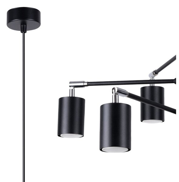 Czarna metalowa lampa wisząca Virta – Sollux