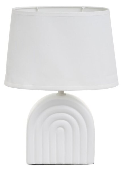 Biała lampa stołowa ceramiczna z tekstylnym kloszem (wysokość 31 cm) – Casa Selección