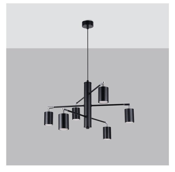 Czarna metalowa lampa wisząca Virta – Sollux