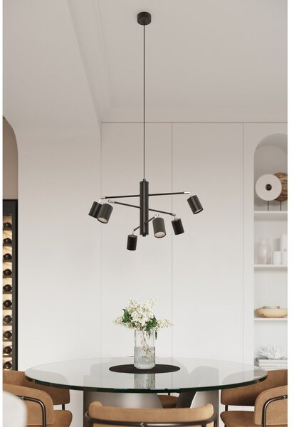 Czarna metalowa lampa wisząca Virta – Sollux