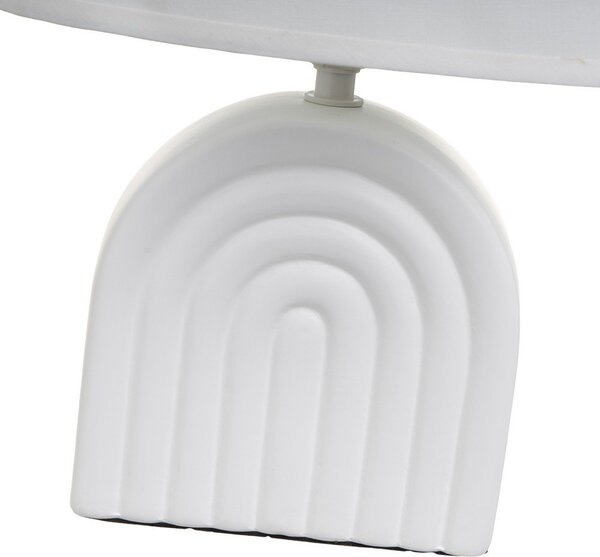 Biała lampa stołowa ceramiczna z tekstylnym kloszem (wysokość 31 cm) – Casa Selección