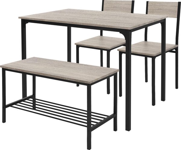 ML-Design zestaw jadalniany dla 4 osób, dąb Sonoma, stół z 2 krzesłami 1 ławka