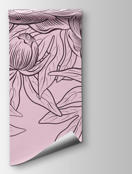 Fototapeta Rysunek konturowy kwiatów, Fototapety Kwiaty, Popularne Fototapety, t01123v1 - Tapeko.pl
