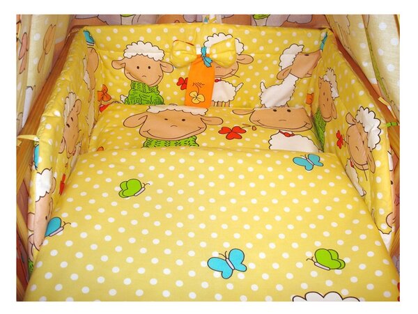 Bawełniana Pościel Dziecięca Do łóżeczka - Owce żółte - 120x90