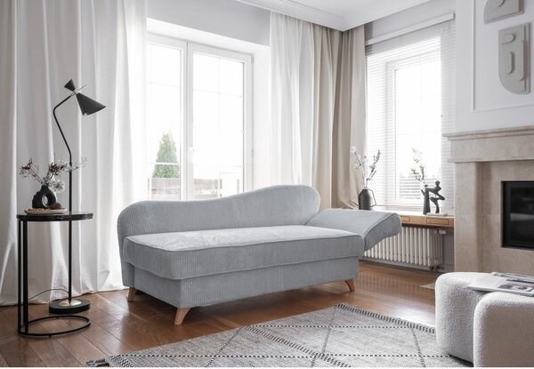 Jasnoszary sztruksowy szezlong (prawostronny) Chic Charlotte – Miuform