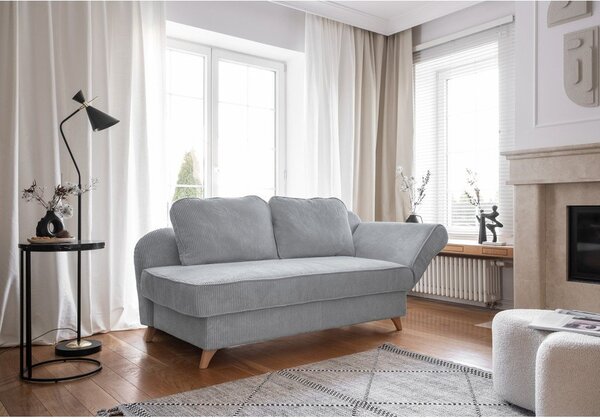 Jasnoszary sztruksowy szezlong (prawostronny) Chic Charlotte – Miuform